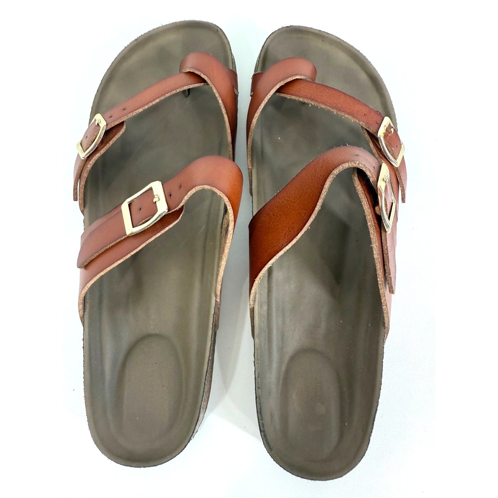 Madden Sandals Womens Cognac Brown Size 10 M Bryceee Platform Flat Sock Lining